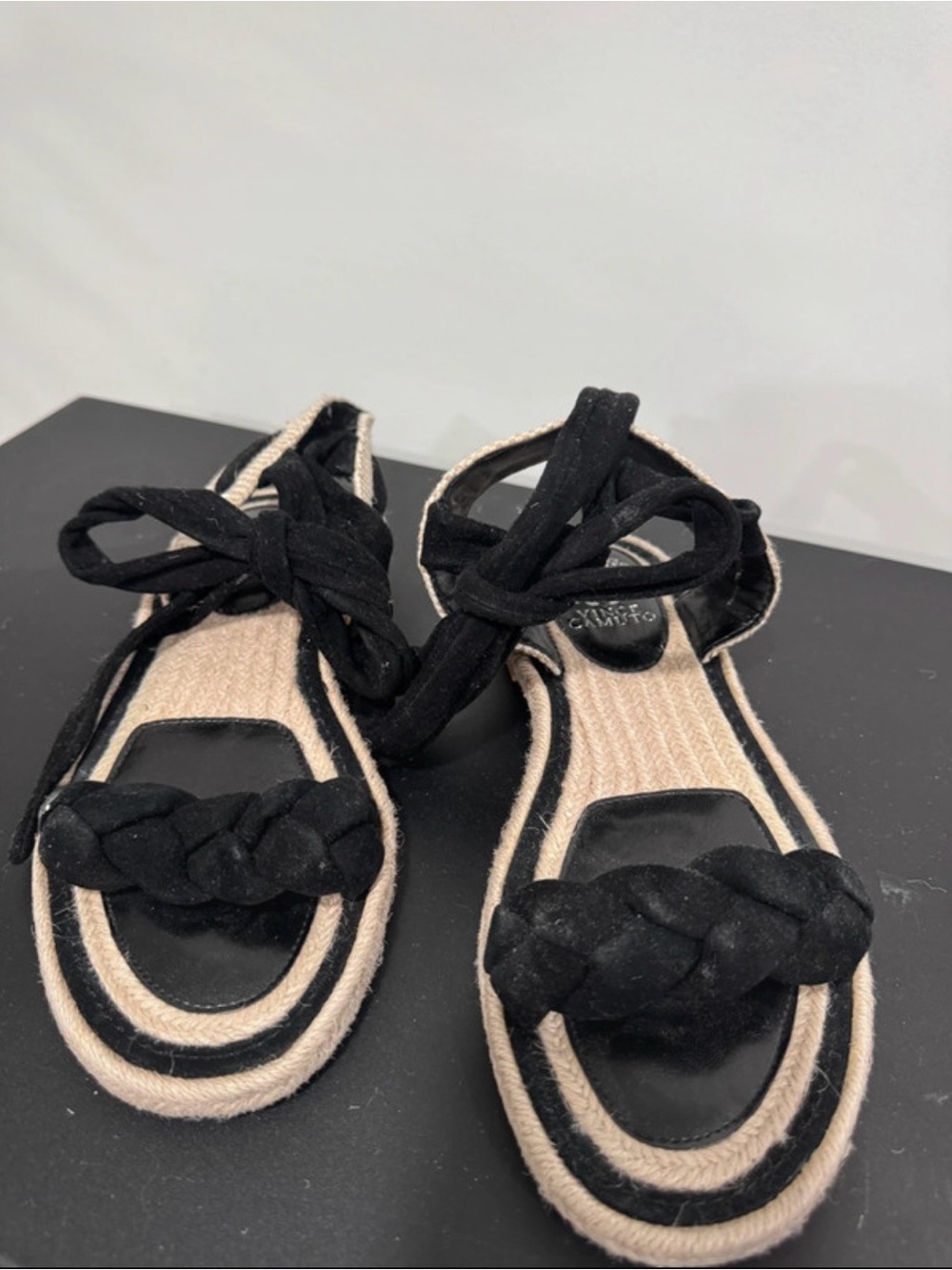 Vince Camuto Black Braided Ankle-Strap Espadrille Sandals - Picture 3 of 6